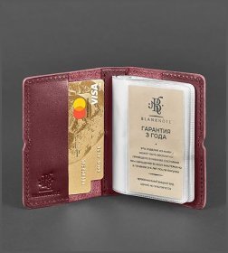 Модная визитница из гладкой кожи бордового цвета BlankNote (12248)
