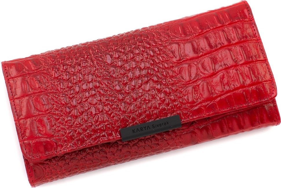 Червоний великий жіночий гаманець класичного типу з натуральної шкіри KARYA (19021)