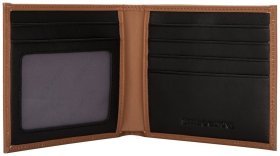 Чоловіче портмоне з гладкої шкіри без монетниці та застібки Smith & Canova Asquith 93973 коричнево-чорного кольору