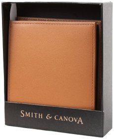 Чоловіче портмоне з гладкої шкіри без монетниці та застібки Smith & Canova Asquith 93973 коричнево-чорного кольору
