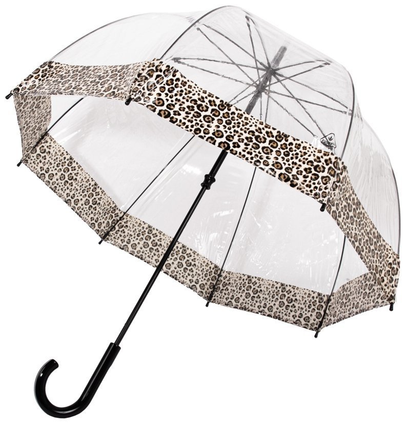 Женский зонт-трость Fulton Birdcage-2 Puma Border (механика, прозрачный с принтом пятен пумы) 94073 modnotak фото №5