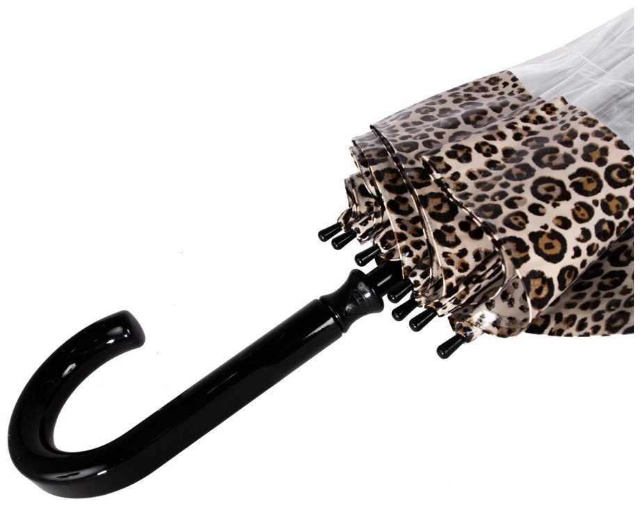 Женский зонт-трость Fulton Birdcage-2 Puma Border (механика, прозрачный с принтом пятен пумы) 94073 modnotak фото №7