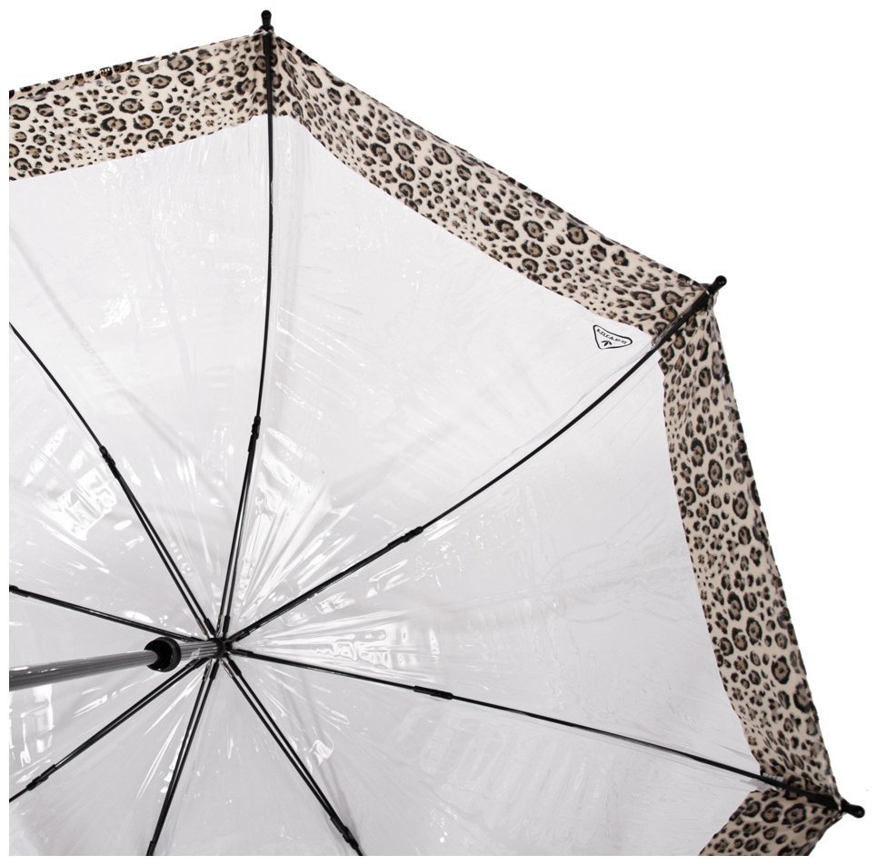 Женский зонт-трость Fulton Birdcage-2 Puma Border (механика, прозрачный с принтом пятен пумы) 94073 modnotak фото №8