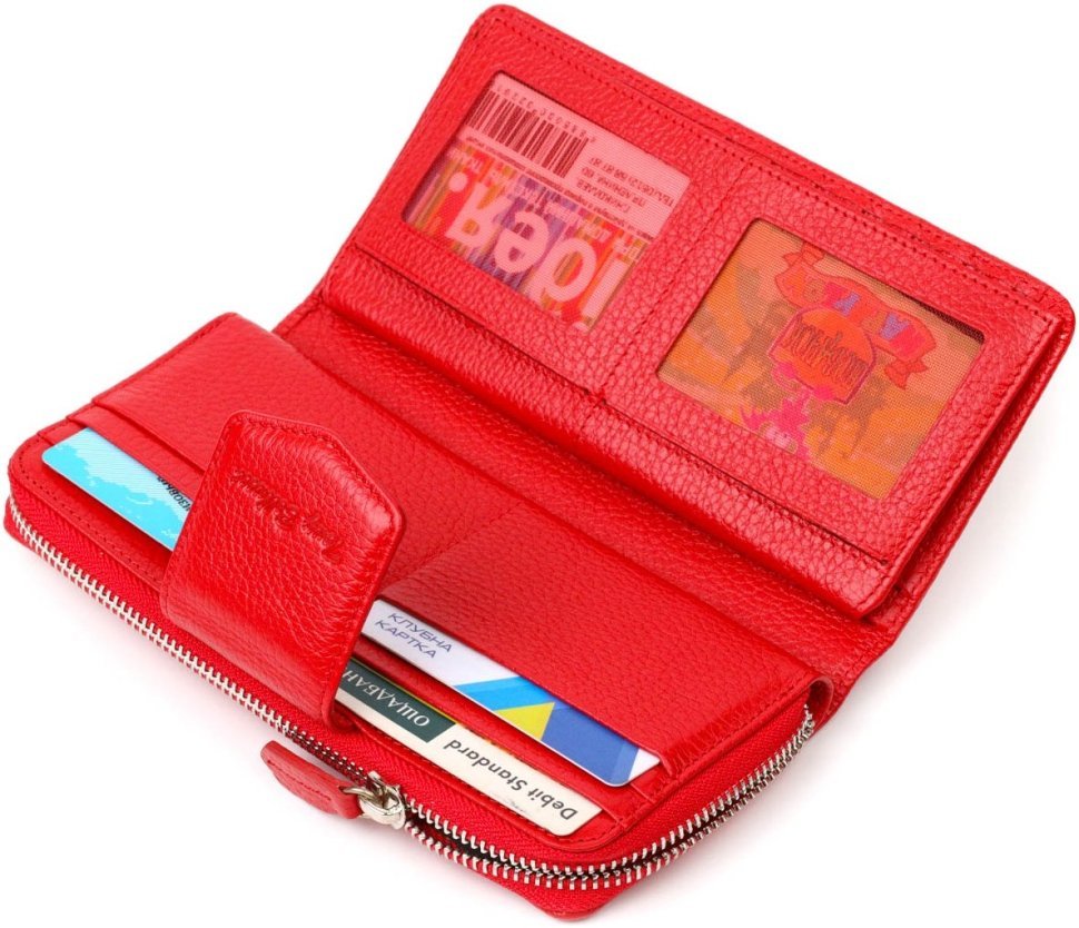 Червоний жіночий гаманець із натуральної шкіри з блоком для карт та документів Tony Bellucci (2421956)
