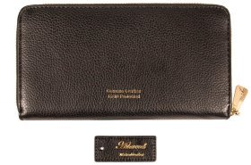 Женский кожаный кошелек с RFID-защитой черного цвета Ashwood J54 94173 на молнии