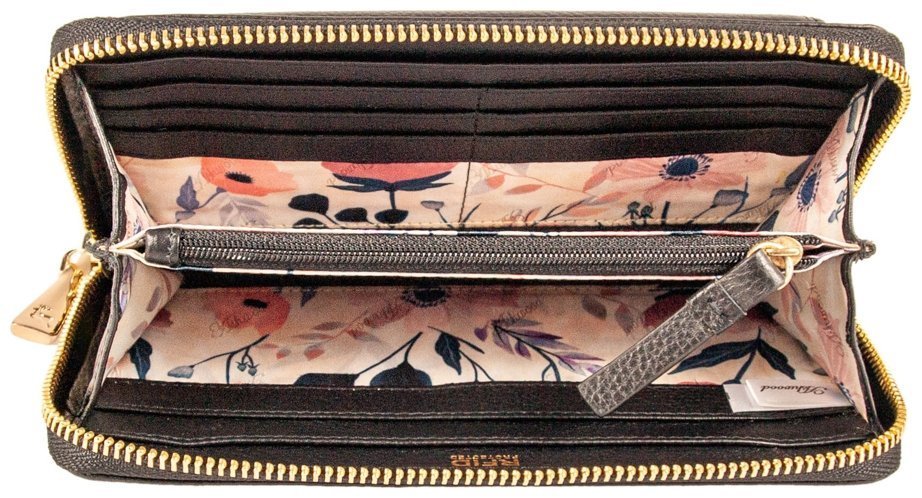 Жіночий шкіряний гаманець із RFID-захистом чорного кольору Ashwood J54 94173 на блискавці modnotak фото №5