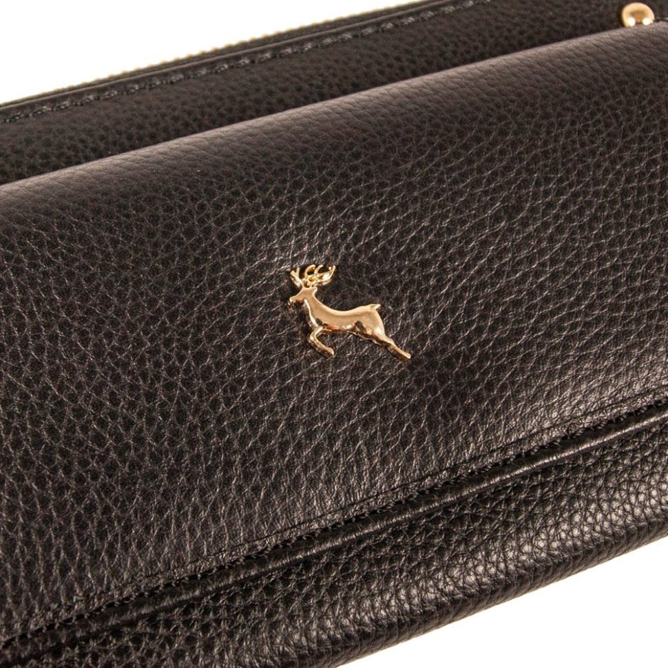 Жіночий шкіряний гаманець із RFID-захистом чорного кольору Ashwood J54 94173 на блискавці modnotak фото №10