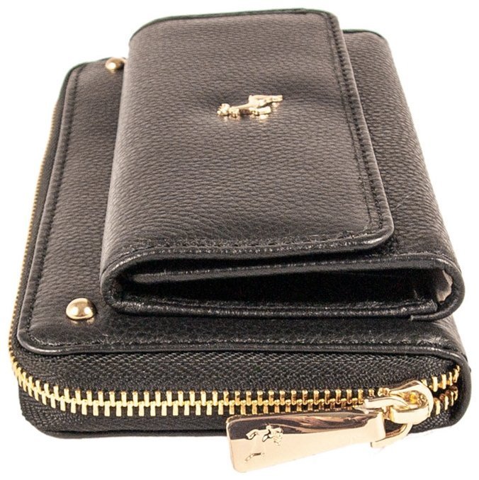 Жіночий шкіряний гаманець із RFID-захистом чорного кольору Ashwood J54 94173 на блискавці modnotak фото №11