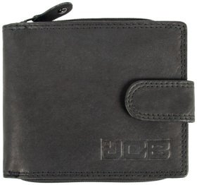 Чоловічий гаманець з натуральної шкіри на кнопці із RFID-захистом JCB NC43MN 94273 чорного кольору