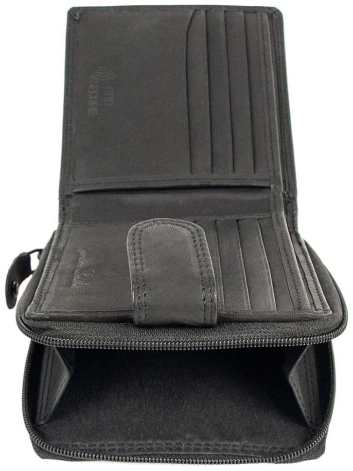 Чоловічий гаманець з натуральної шкіри на кнопці із RFID-захистом JCB NC43MN 94273 чорного кольору modnotak фото №4