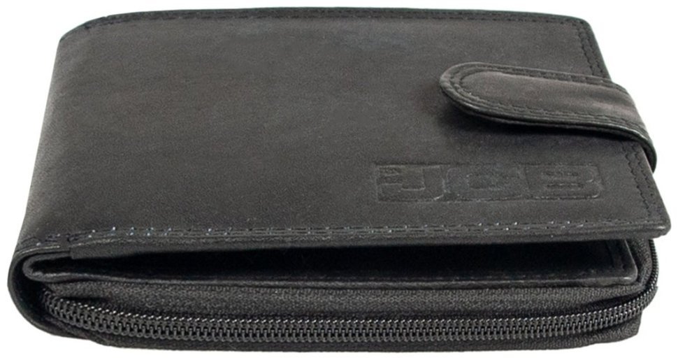 Чоловічий гаманець з натуральної шкіри на кнопці із RFID-захистом JCB NC43MN 94273 чорного кольору modnotak фото №5