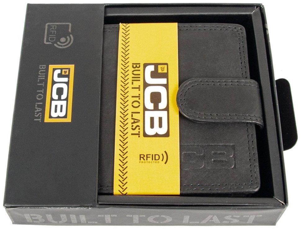Чоловічий гаманець з натуральної шкіри на кнопці із RFID-захистом JCB NC43MN 94273 чорного кольору modnotak фото №6