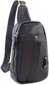 Сумка-рюкзак через плече з натуральної шкіри темно-синього кольору Tony Bellucci (10733)
