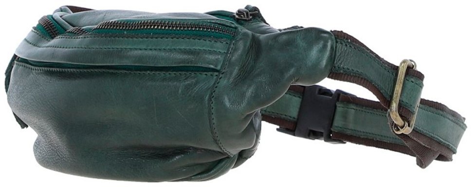 Повседневная сумка-бананка из натуральной кожи Ashwood D102 зеленого цвета 94473 modnotak фото №2