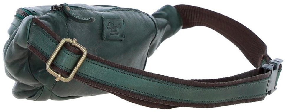 Повседневная сумка-бананка из натуральной кожи Ashwood D102 зеленого цвета 94473 modnotak фото №3