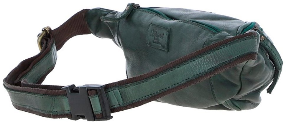 Повседневная сумка-бананка из натуральной кожи Ashwood D102 зеленого цвета 94473 modnotak фото №5