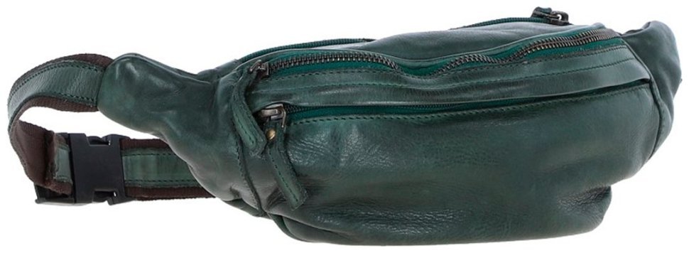 Повседневная сумка-бананка из натуральной кожи Ashwood D102 зеленого цвета 94473 modnotak фото №7