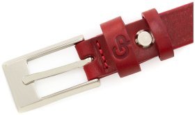 Кожаный узкий ремень красного цвета Grande Pelle (20016)