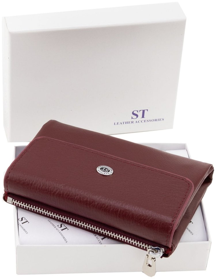 Женское портмоне кожаное бордового цвета ST Leather 94573 modnotak фото №10