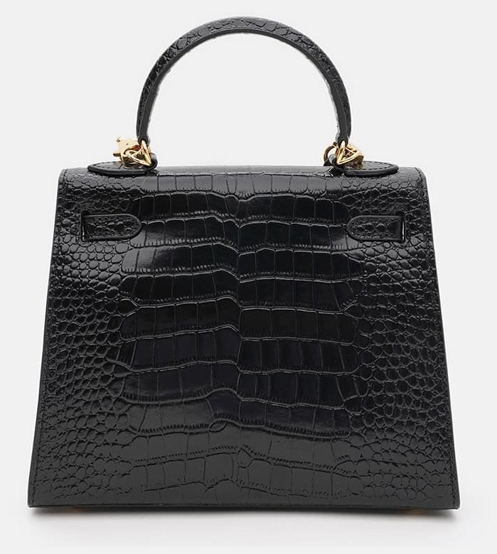 Кожаная женская сумка с тиснением под рептилию Borsa Leather 94673 черного цвета modnotak фото №3