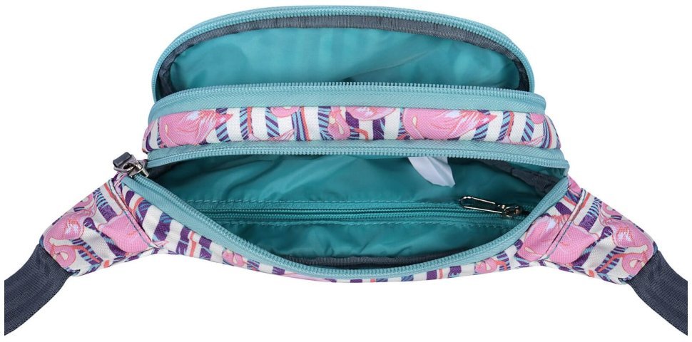 Текстильная сумка-бананка небольшого размера с принтом фламинго Bagland Bella 55373