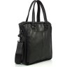 Чоловіча чорна класична сумка вертикального формату з натуральної шкіри Tiding Bag (21225) - 5