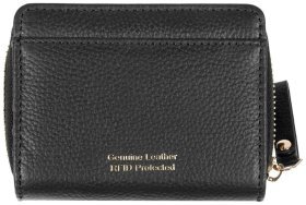 Компактный женский кошелек из натуральной фактурной кожи на кнопке с монетницей Ashwood Y50 черного цвета 95473