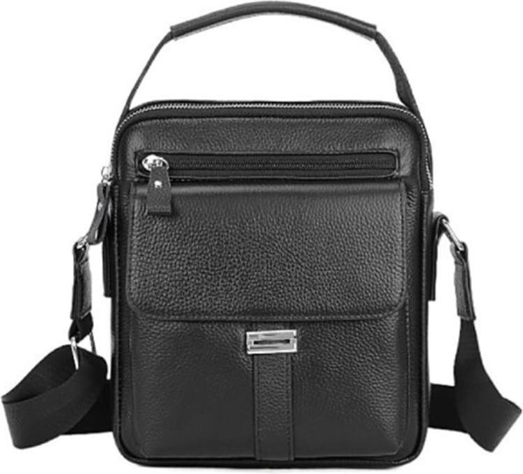 Чоловіча шкіряна сумка-барсетка в чорному кольорі з ручкою Keizer (21360)