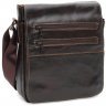 Мужская кожаная плечевая сумка коричневого цвета в стильном дизайне Keizer (19297) - 1