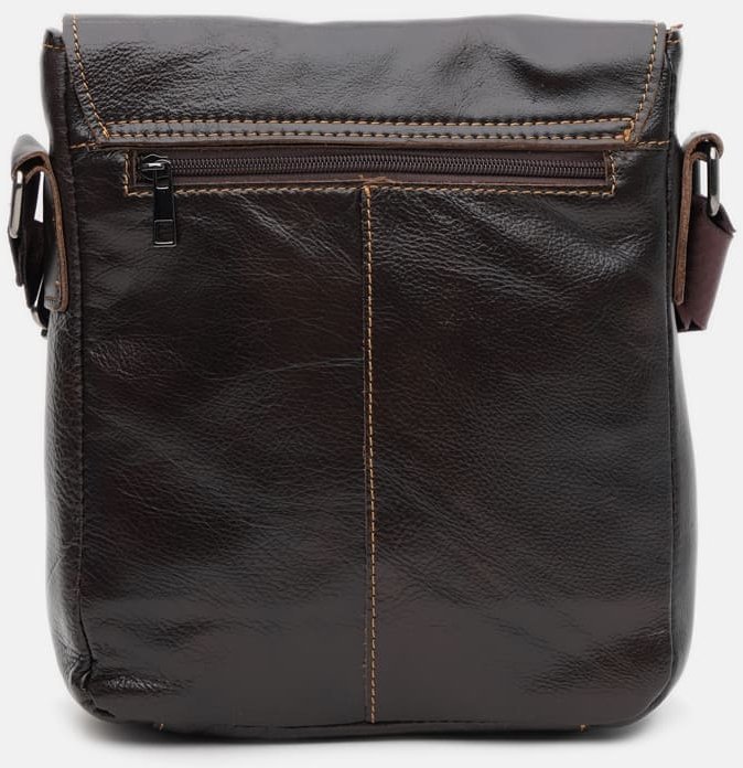 Мужская кожаная плечевая сумка коричневого цвета в стильном дизайне Keizer (19297)
