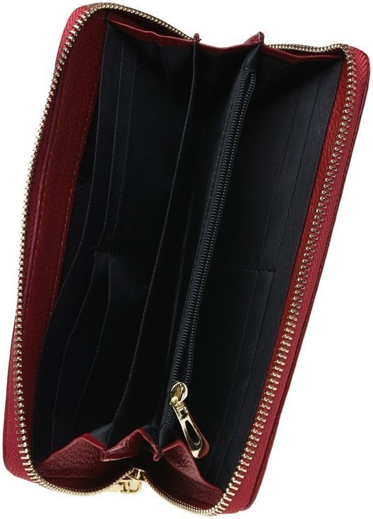 Красный женский кожаный кошелек большого размера на молнии Keizer 66273