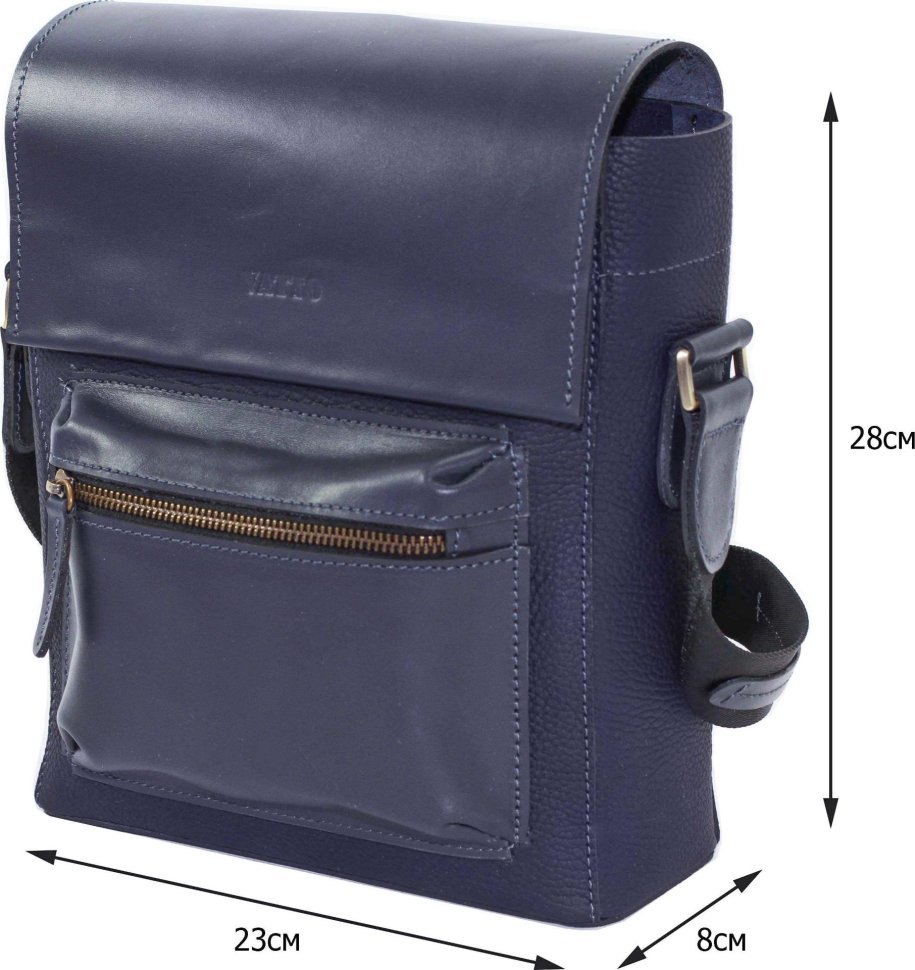 Наплечная кожаная сумка синего цвета VATTO (12114)