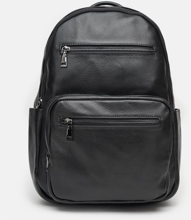 Мужской кожаный городской рюкзак большого размера в черном цвете Borsa Leather (56773)
