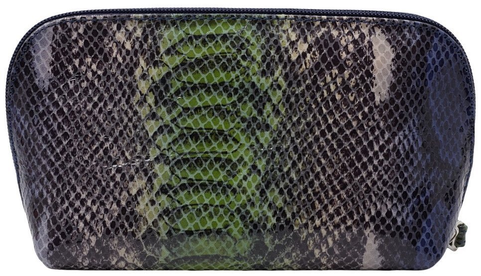 Женская косметичка из натуральной кожи под фактуру рептилии с кистевым ремешком Desisan 106973 Синяя modnotak фото №3