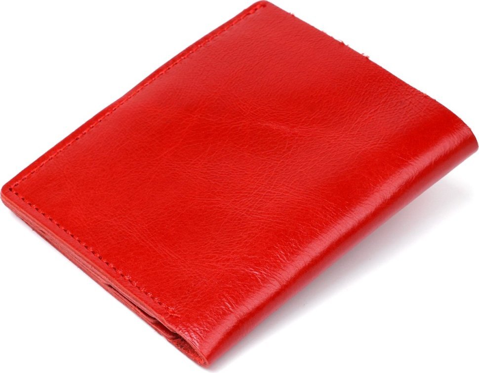 Женский кожаный кошелек красного цвета для купюр и карт Shvigel (2416482)