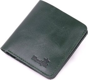 Повседневный кожаный кошелек компактного размера в зеленом цвете Shvigel (2416608)