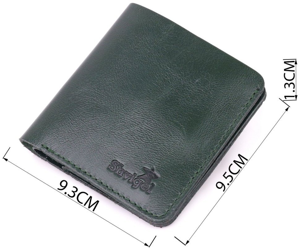 Повсякденний шкіряний гаманець компактного розміру в зеленому кольорі Shvigel (2416608) modnotak фото №9