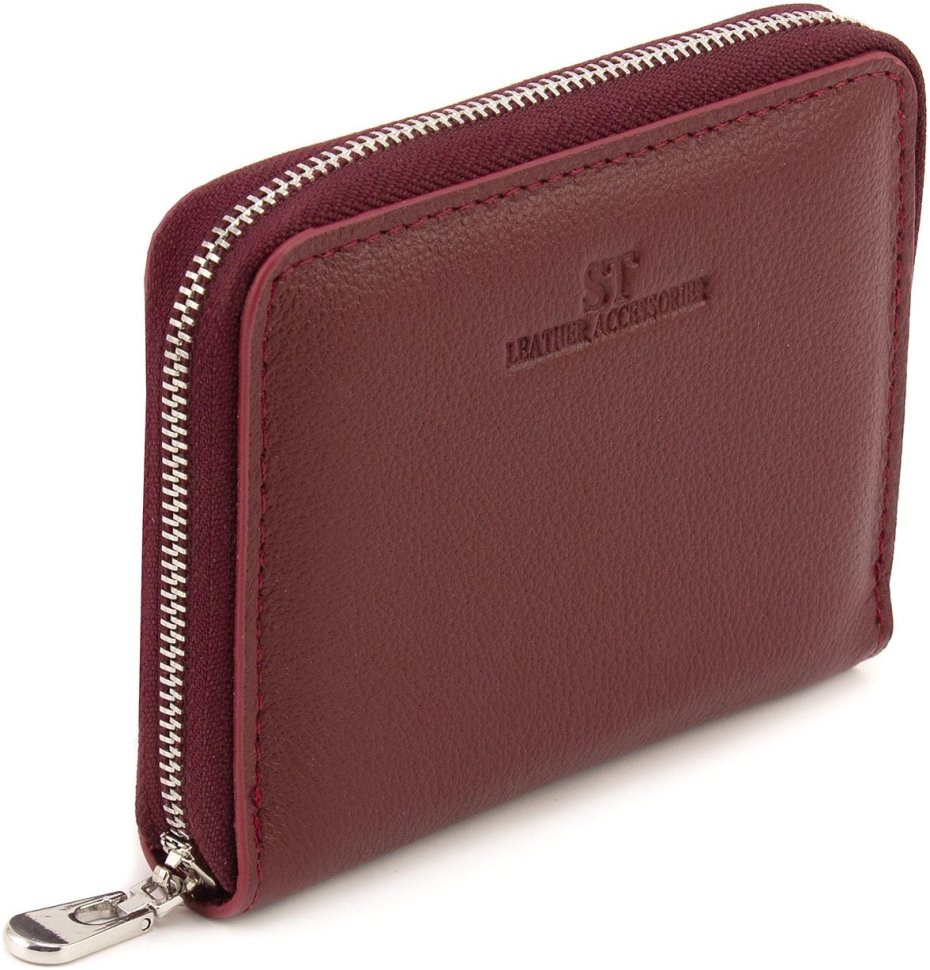 Бордовий жіночий гаманець із натуральної шкіри на блискавці ST Leather 1767273