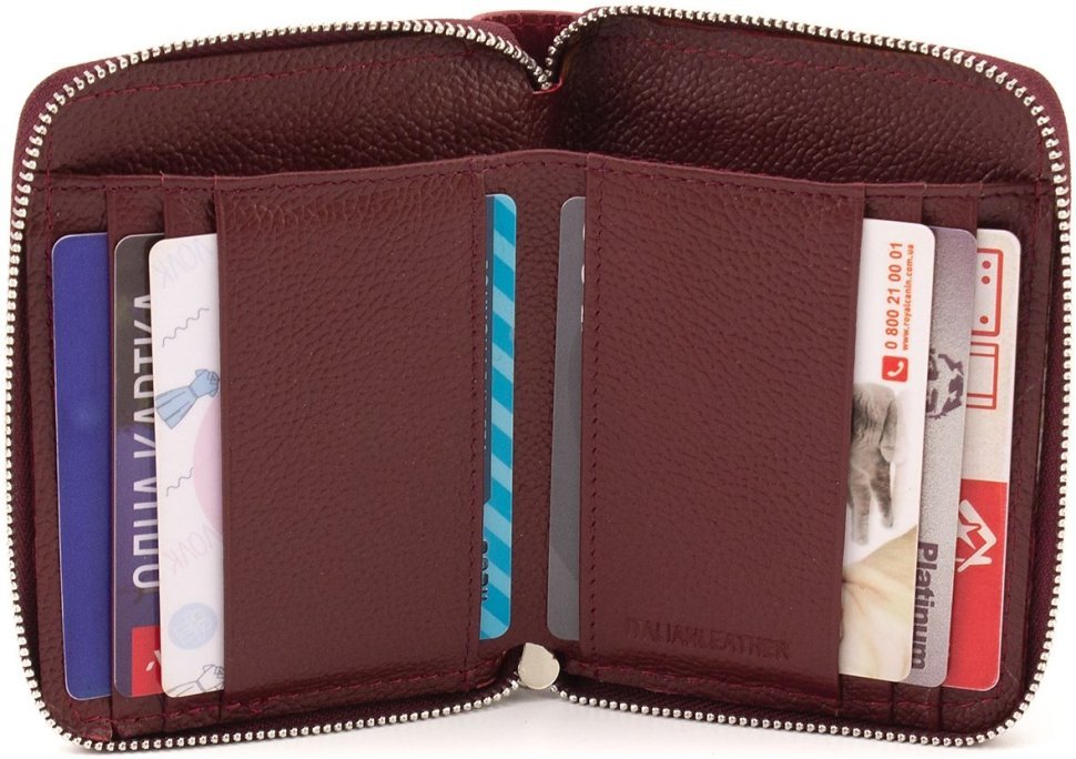 Бордовий жіночий гаманець із натуральної шкіри на блискавці ST Leather 1767273