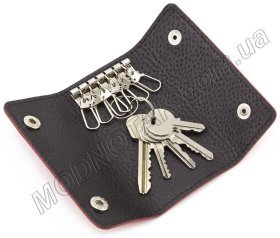 Красная кожаная ключница с карабинами для крепления ST Leather (16112)