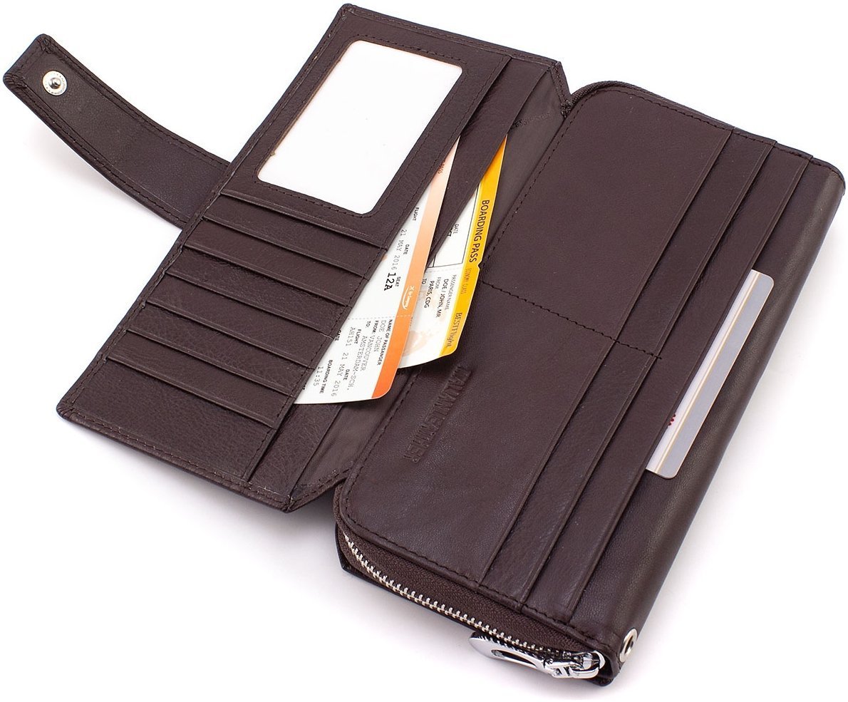 Місткий коричневий гаманець-клатч із натуральної шкіри на зап'ястя ST Leather 1767373