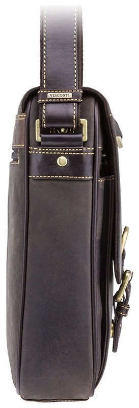 Темно-коричнева чоловіча сумка через плече із вінтажної шкіри Visconti Link 77373
