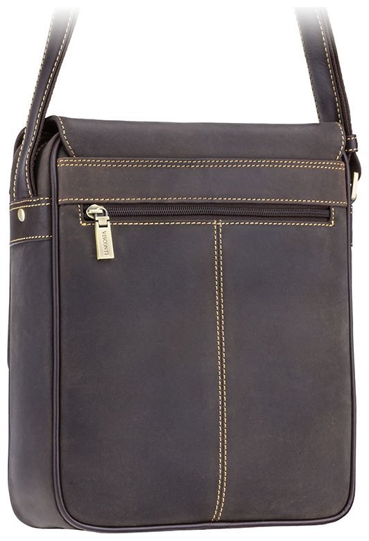 Темно-коричневая мужская сумка через плечо из винтажной кожи Visconti Link 77373