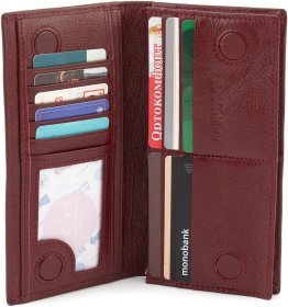Женский бордовый купюрник из натуральной кожи на магнитах ST Leather 1767473