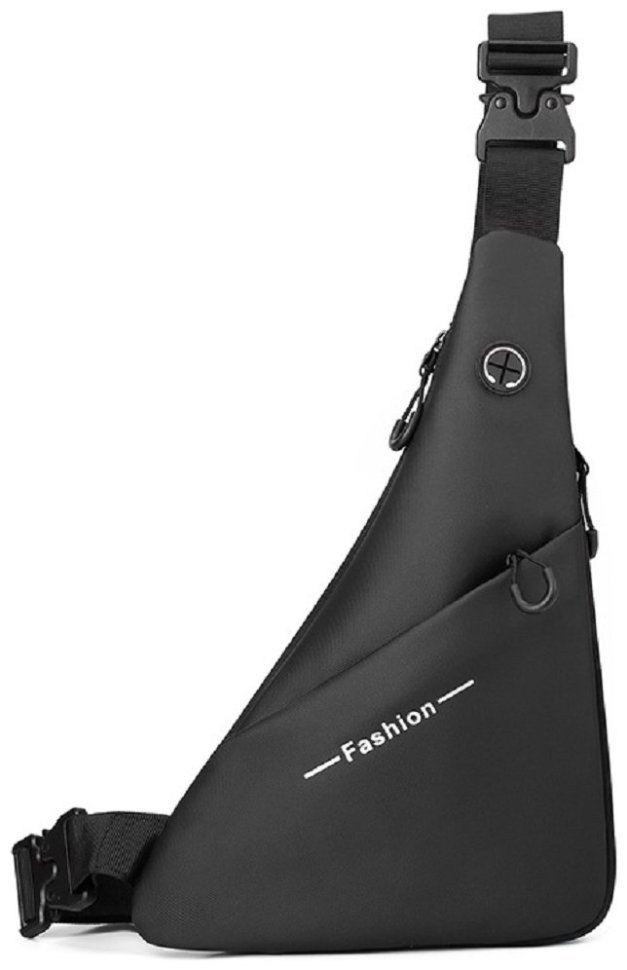 Недорогая мужская сумка-слинг из черного текстиля Confident 77473 modnotak фото №11