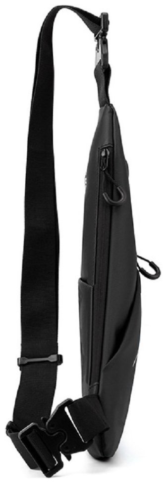 Недорогая мужская сумка-слинг из черного текстиля Confident 77473 modnotak фото №17