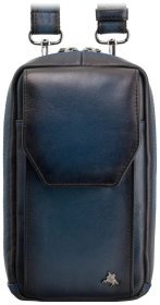 Сумка з натуральної гладкої шкіри через плече з відділенням для смартфона Visconti AT45 Alex синього кольору 107973