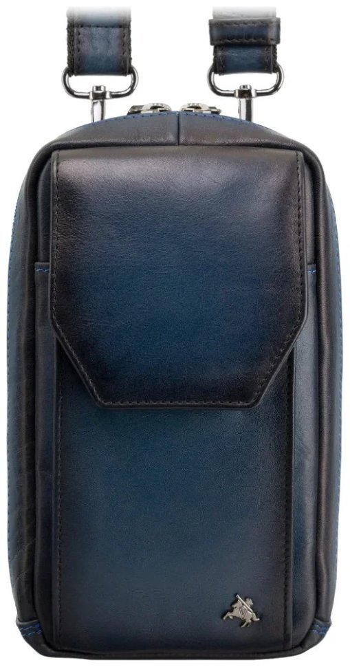 Сумка из натуральной гладкой кожи через плечо с отделением для смартфона Visconti AT45 Alex синего цвета 107973 modnotak фото №1