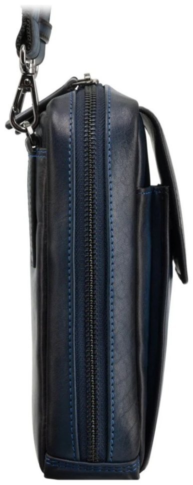 Сумка из натуральной гладкой кожи через плечо с отделением для смартфона Visconti AT45 Alex синего цвета 107973 modnotak фото №4