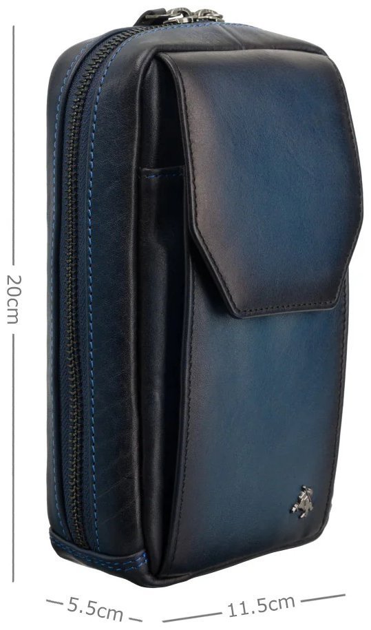 Сумка из натуральной гладкой кожи через плечо с отделением для смартфона Visconti AT45 Alex синего цвета 107973 modnotak фото №5